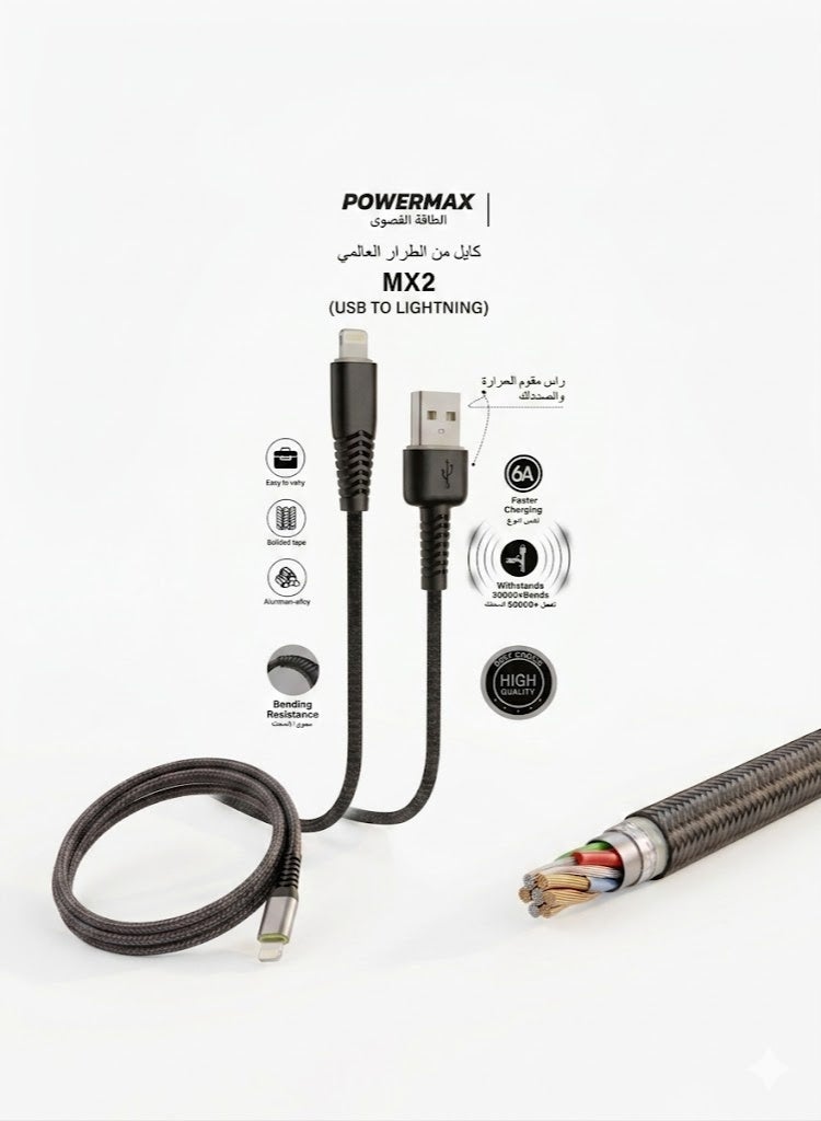 PowerMax Lightning To USB Cable - 1 Meter. - Image 2