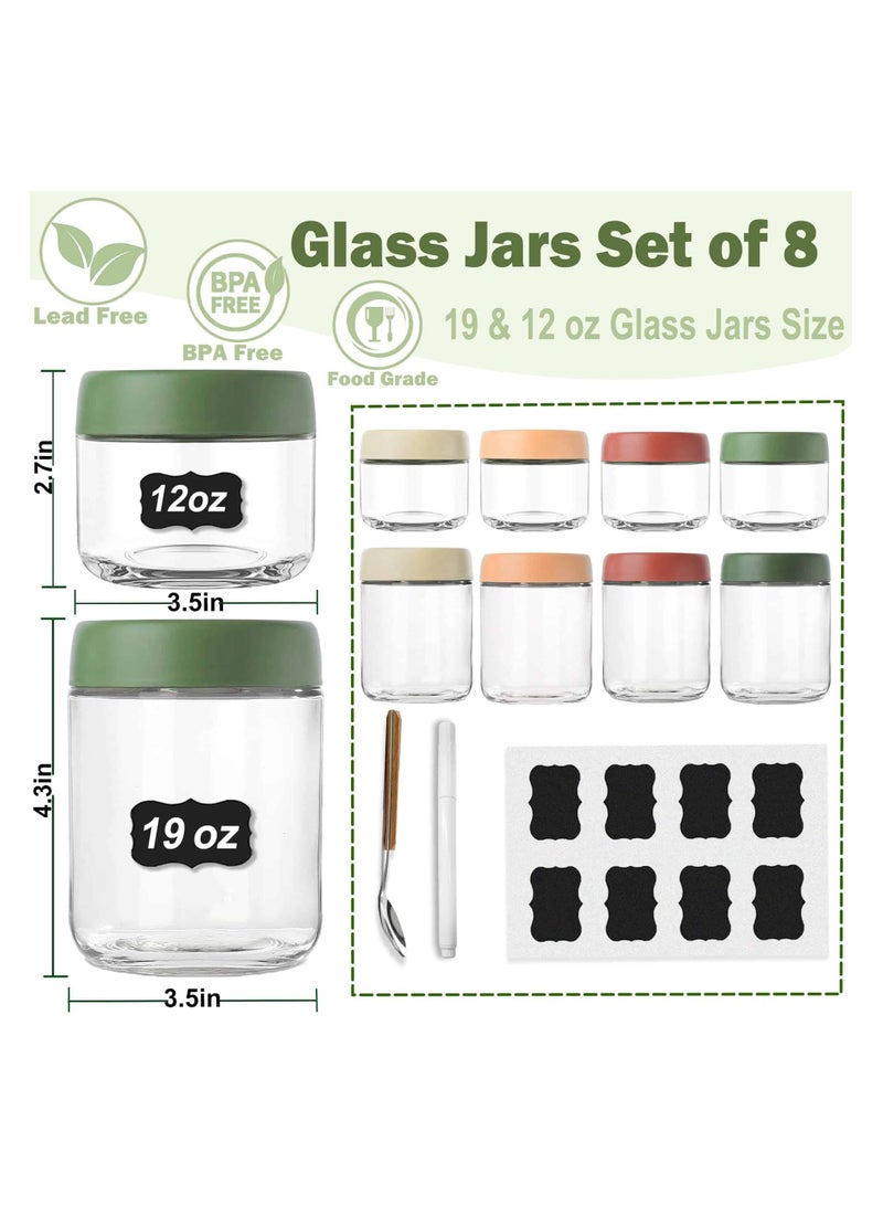 Anmi 8 Pack Glass Food Storage Containers with Lids, Glass Jars with Airtight Lids for Snacks, Yogurt, Chia Pudding - Image 2