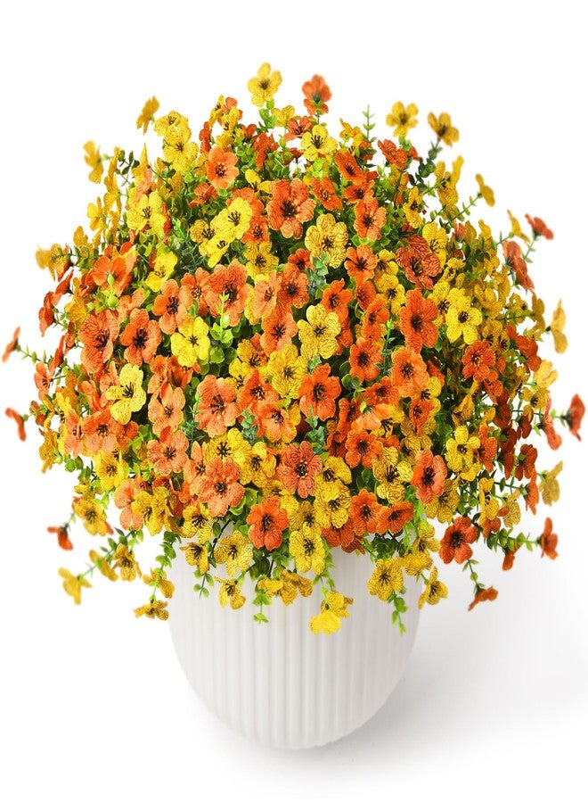 ZFProcess Artificial Faux Plants Flowers Outdoors Spring Decoration, 12 Bundles Faux Silk Colorful Daisy Flowers Look Real UV Resistant No Fade for Garden Porch Window Box Pot Planters Decor(Orange Yellow) - Image 2