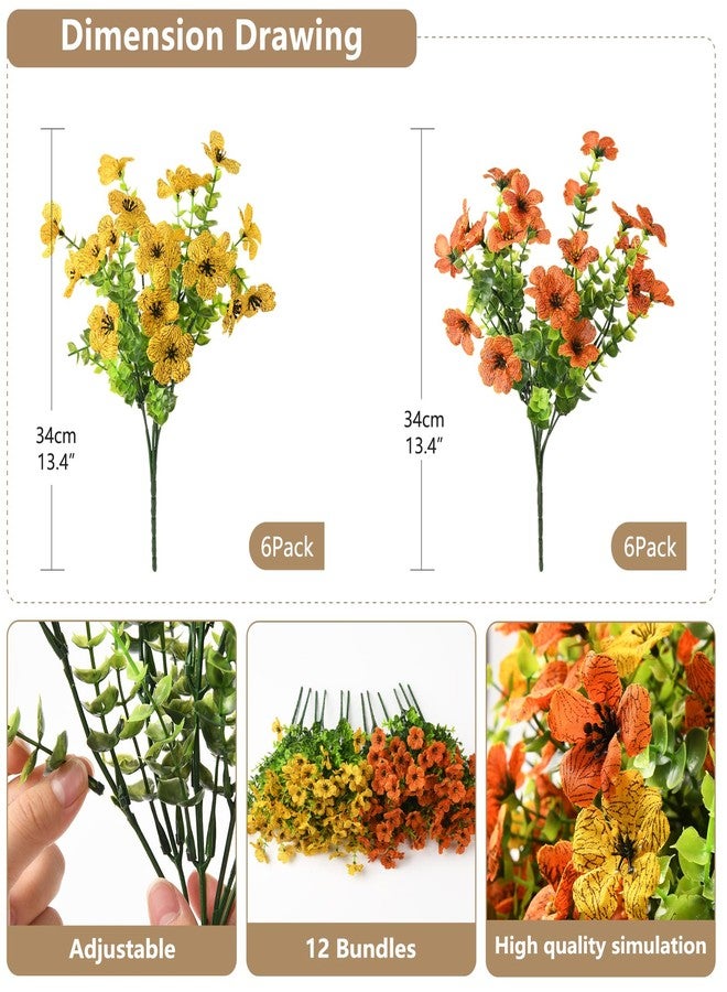 ZFProcess Artificial Faux Plants Flowers Outdoors Spring Decoration, 12 Bundles Faux Silk Colorful Daisy Flowers Look Real UV Resistant No Fade for Garden Porch Window Box Pot Planters Decor(Orange Yellow) - Image 3