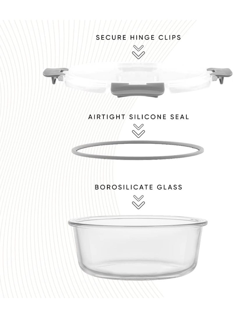 DESINO 12-Piece Borosilicate Glass Storage Containers with Lids – 12 Airtight, Freezer-Safe Food Storage Containers for Pantry & Kitchen – Glass Meal Prep Containers for Lunch and Leftovers - Image 3