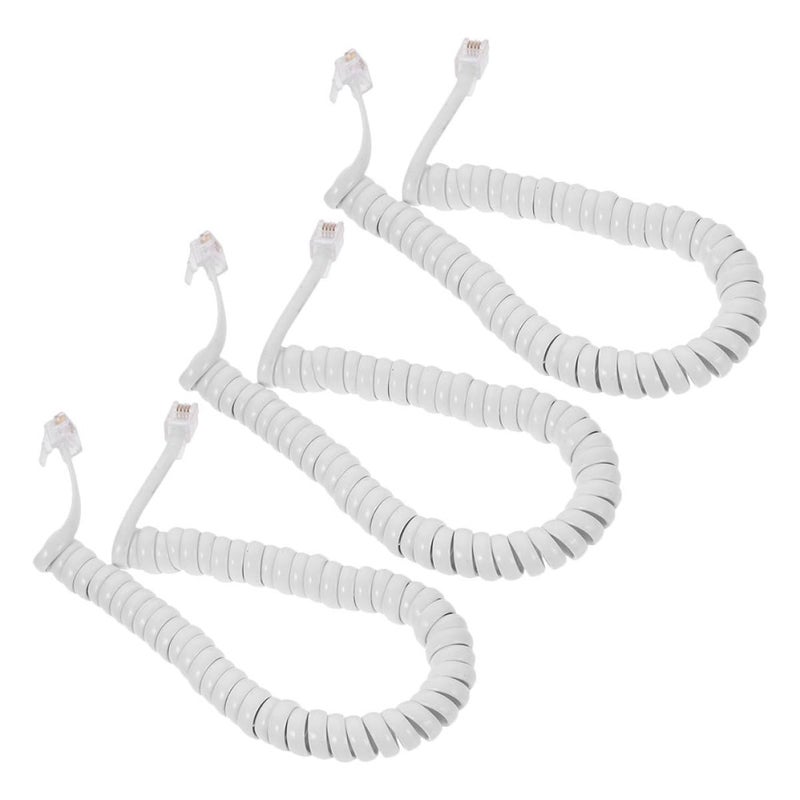 DECHOUS 3pcs Coiled Landline Phone Cord Set, Curly Telephone Receiver Cable with Stretchable Spring Design for Home and Office Landline Phones - Image 1