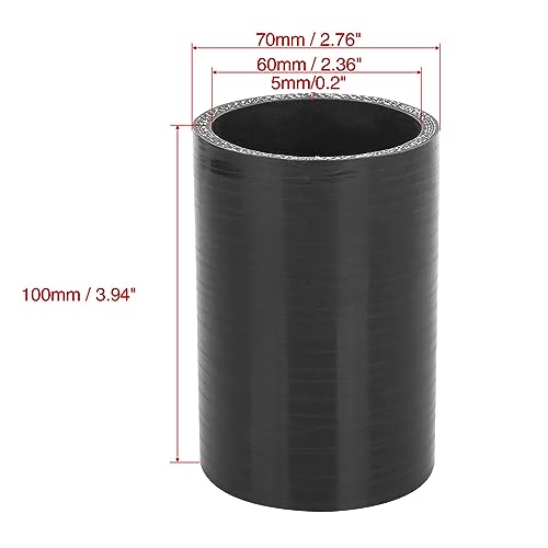 Unifizz 60mm ID Silicone Straight Hose Pipe Coupler Car Universal turbo Hoses High Performance 4Ply Straight Silicone pipe Coupler Intercooler Tube radiator hoses Black - Image 3