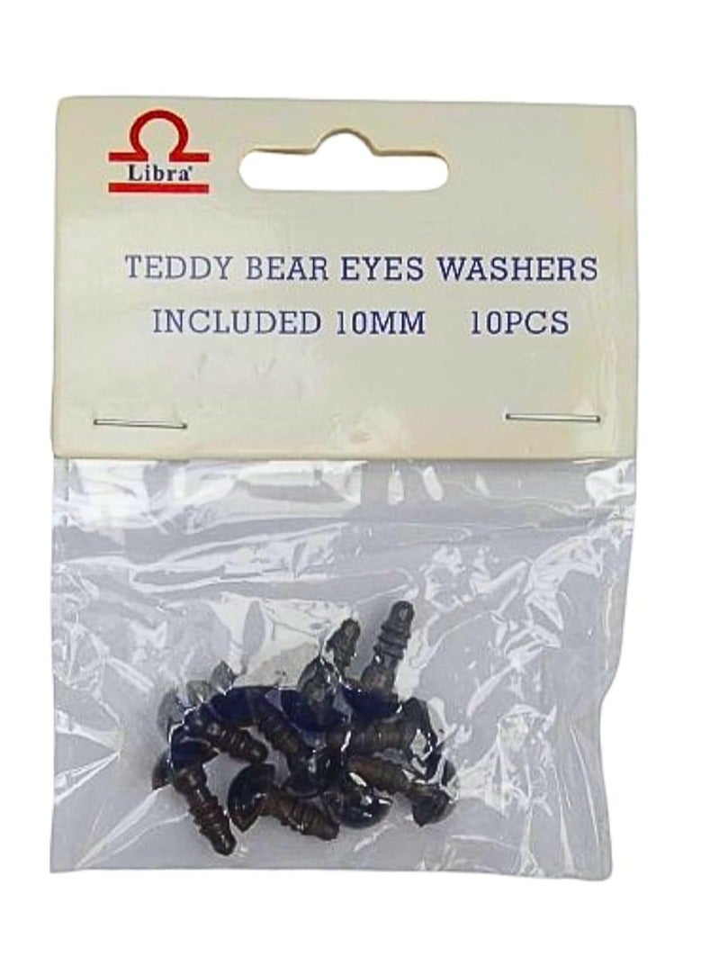 Libra TEDDY BEAR EYES WASHERS INCLUDED 8MM 10PCS - Image 1