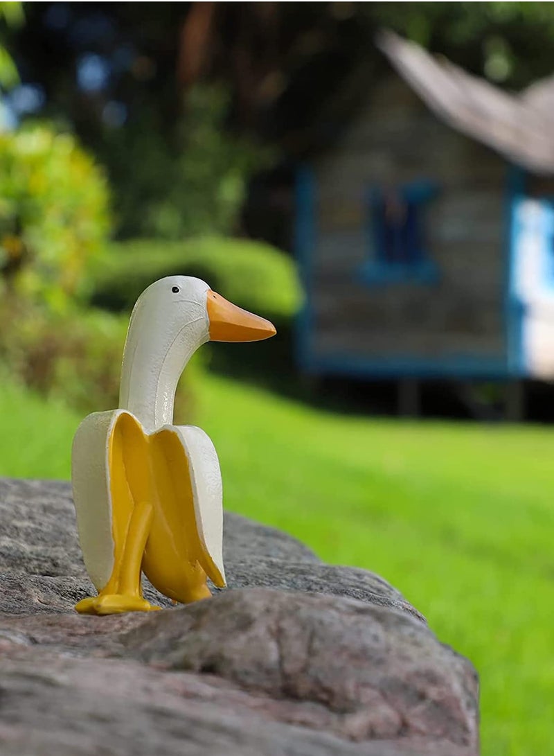 SOLARAE Garden Sculptures, Statues Garden Decor, Creative Banana Duck Garden Art Decorations, Garden Gnome Statues Suitable for Patio Lawn Yard Office Outdoor Decor Housewarming Garden Art Gift - Image 2
