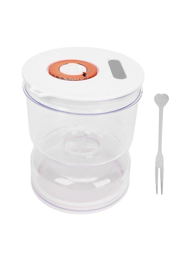 Pickle Jar with Strainer Flip Fork Date Record Hourglass Tight Sealing Dry Wet Separation Food Storage Container for Olives Kitchen - Image 1