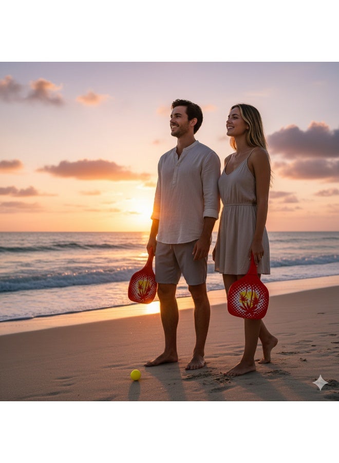 4basix Beach Paddleball Racket Set Red Paddle Ball Racket with Small Ball and Mesh Net Carry Bag - Image 3