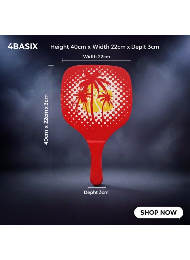 4basix Beach Paddleball Racket Set Red Paddle Ball Racket with Small Ball and Mesh Net Carry Bag - Image 5