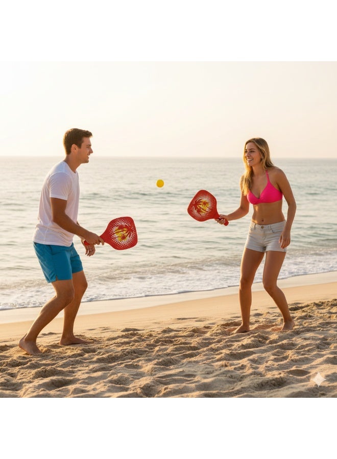 4basix Beach Paddleball Racket Set Red Paddle Ball Racket with Small Ball and Mesh Net Carry Bag - Image 4