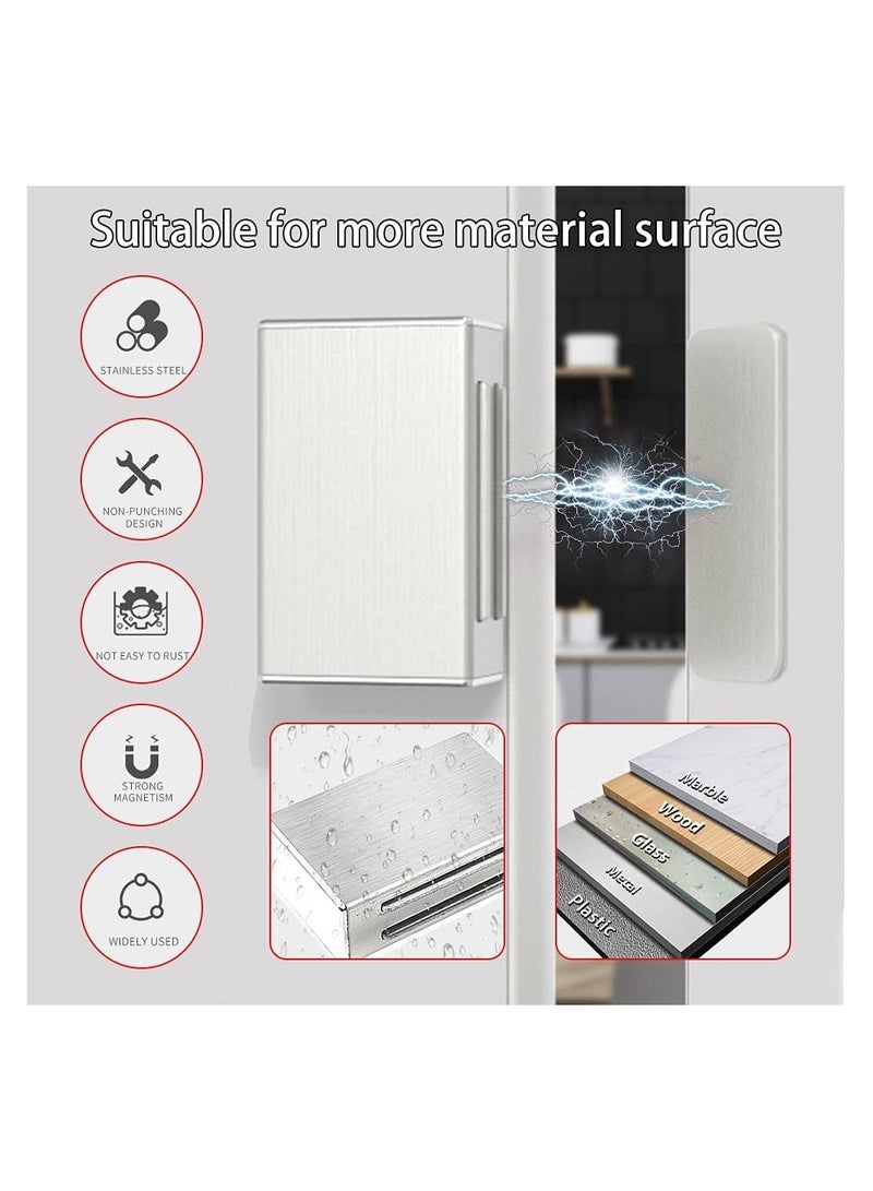 KASTWAVE 4 Pack Magnetic Door Locks Strong Cabinet Door Magnetic Lock Stainless Steel Kitchen Magnetic Lock - Image 2