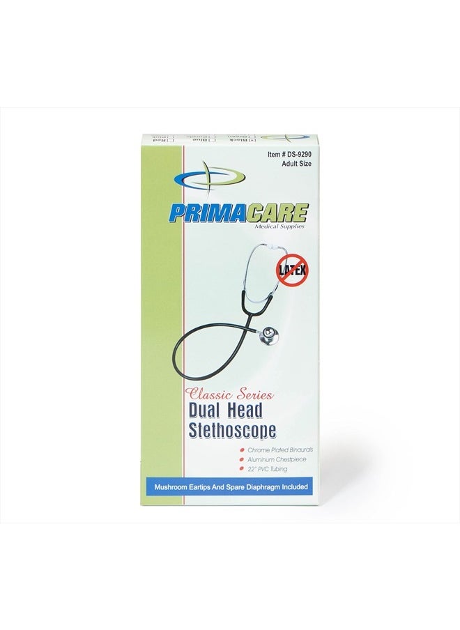 PRIMACARE - PrimaCare DS-9290-BK Adult Size 22" Stethoscope for Diagnostics and Screening Instrument, Lightweight and Aluminum Double Head Flexible Stethoscope, Black - Image 1