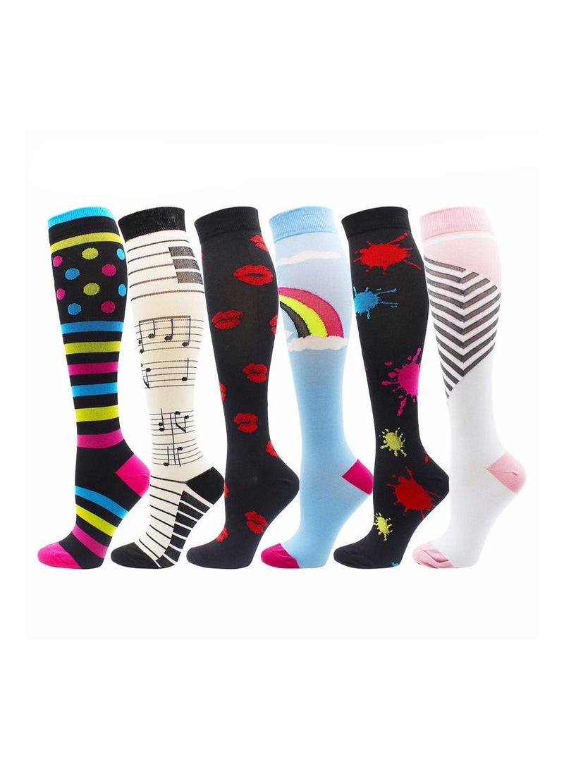 Loquat 6 Pair Anti Slip Sport Knee High Socks Athletic Socks