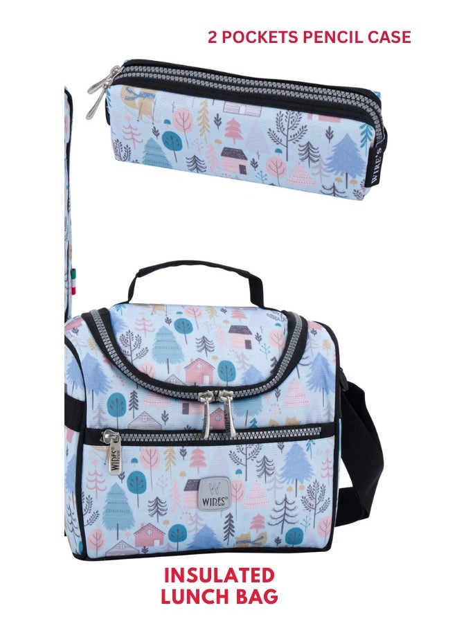 Wires 3 Piece Kids School Trolley Bag laptop compartment 8 Wheels With Lunch bag & Pencil Case  - Image 5