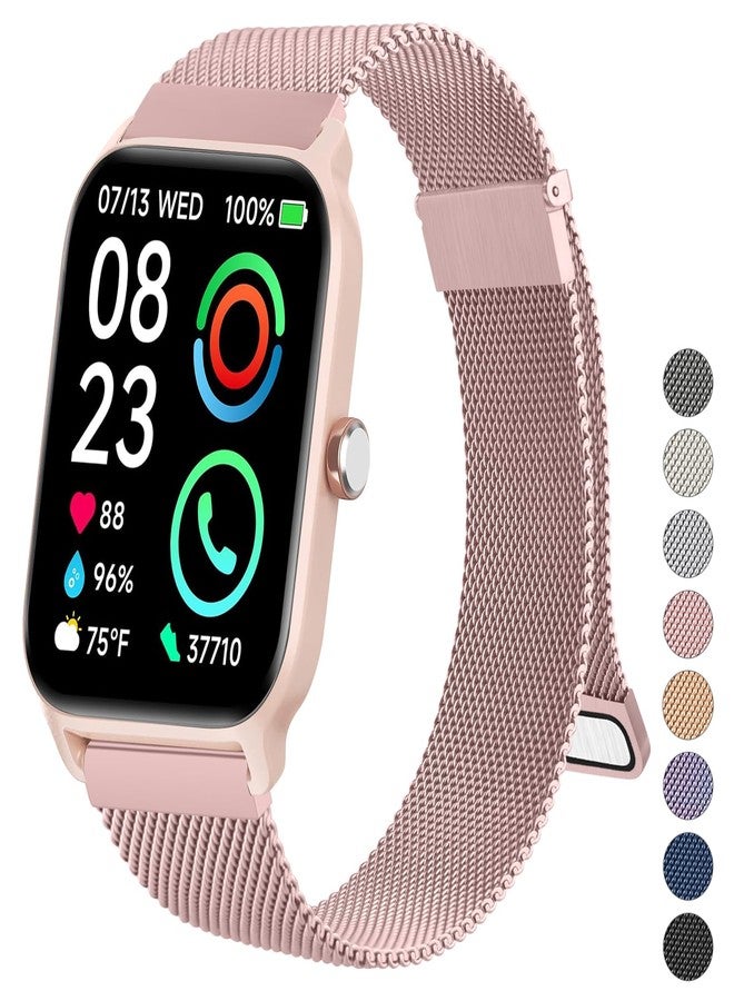 Meliya Metal Bands Compatible with IDW13,IDW16,IDW19 Smartwatch Bands, 22mm Stainless Steel Metal Replacement Strap for Fitpolo IDW13/Woneligo W13 Smartwatch Bands,ENOMIR/TOOBUR/MILOUZ/Gydom/Faweio/Veryfit IDW19 Smartwatch Bands (Rose Pink) - Image 1