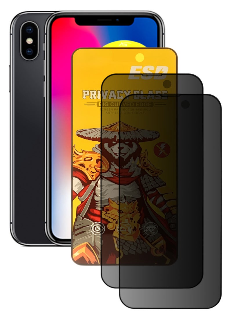 ESD 2 Pieces Tempered Dustproof Privacy Glass Screen Protector Compatible For iPhone X - Image 1