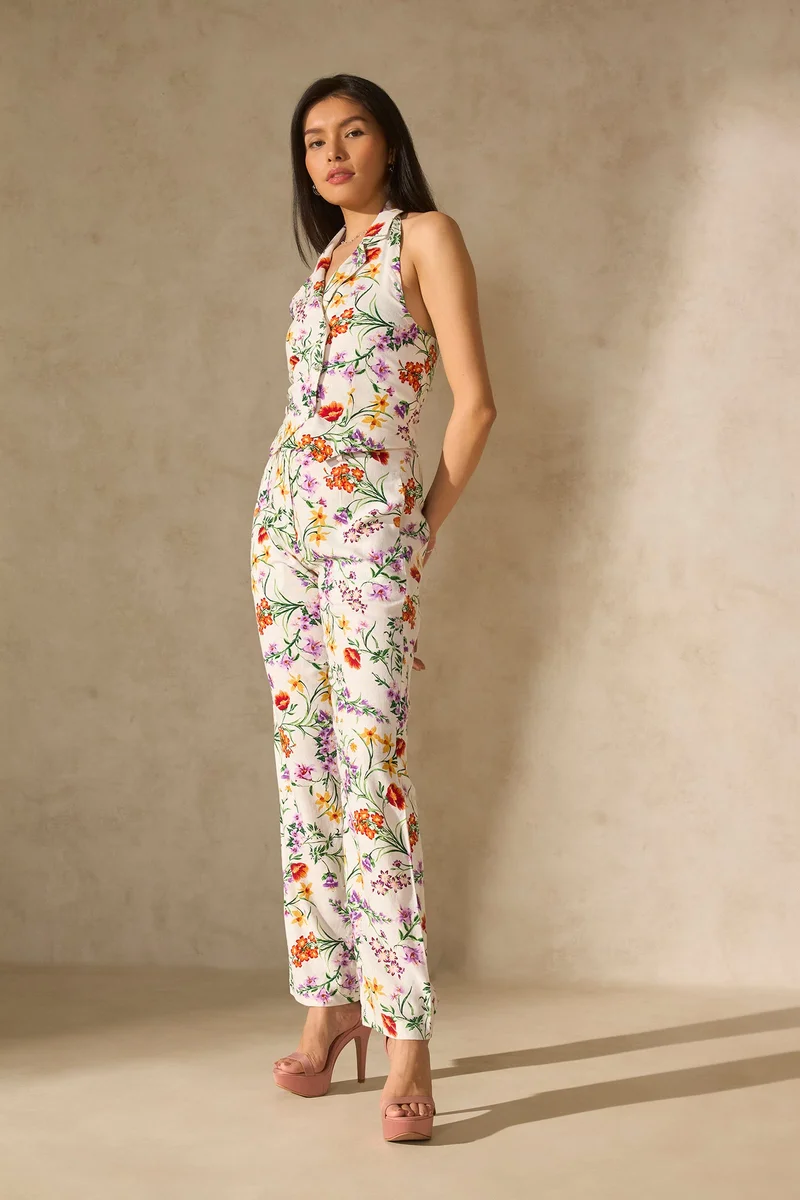Virgio Virgio Women Floral Printed Straight Fit High-Rise Trousers
