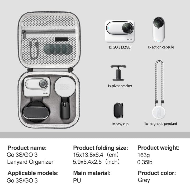 Tomat Carrying Case for Insta360 GO 3S Action, Storage Bag Mini Protective Case Compatible for Insta360 GO 3S/3 Action Camera Accessories - Image 2