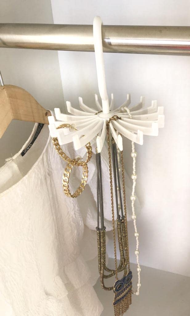 THE QUIRK BOX Hanging 360 Degree Rotating Jewellery Hanger for Chains, Necklace, Other Artificial Jewellery Hanger (White) - Image 5