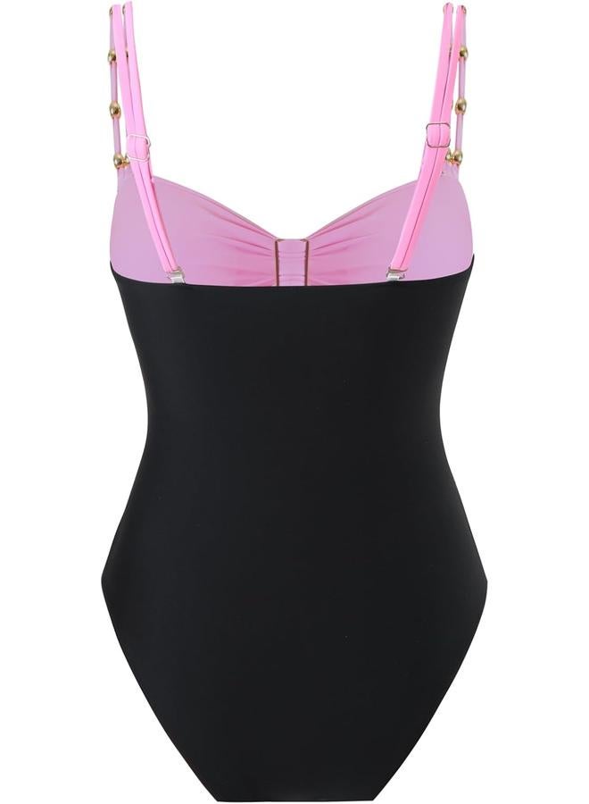 Y&D Women's One Piece Swimsuit with Cover up Set Beach Wrap Skirt Retro Bikini Set Two Piece Bathing Suit with Cover up - Image 3