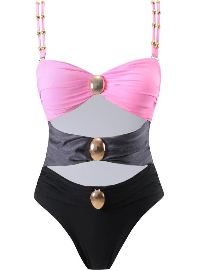 Y&D Women's One Piece Swimsuit with Cover up Set Beach Wrap Skirt Retro Bikini Set Two Piece Bathing Suit with Cover up - Image 2