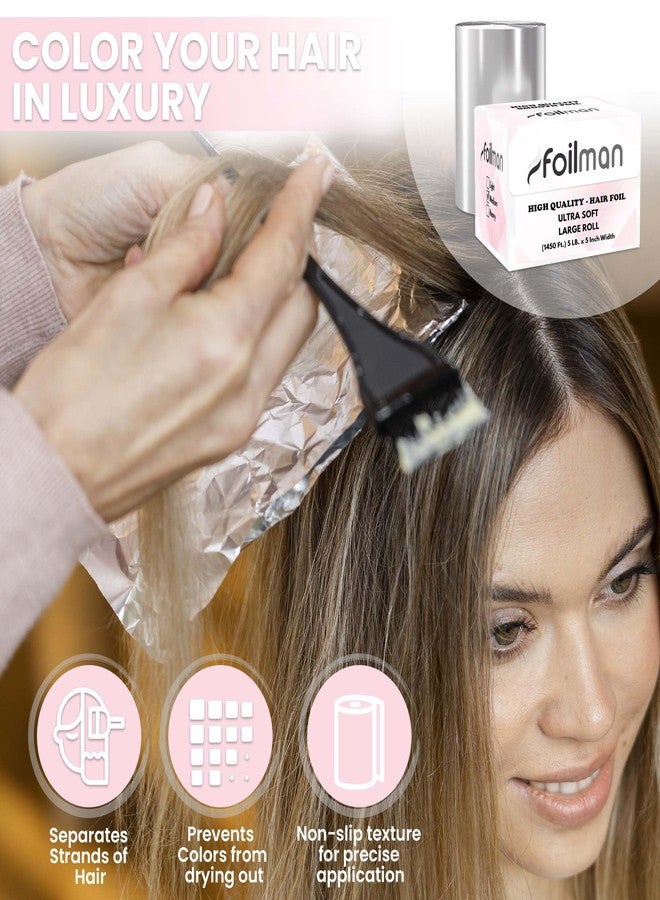 Foilman Large Smooth Hair Aluminum Foil Roll, High-Quality Salon Highlighting and Coloring Foil, 5" x 1450 ft - Color Silver - Image 4