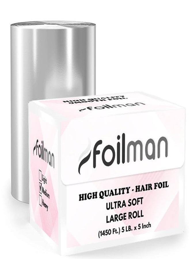 Foilman Large Smooth Hair Aluminum Foil Roll, High-Quality Salon Highlighting and Coloring Foil, 5" x 1450 ft - Color Silver - Image 1