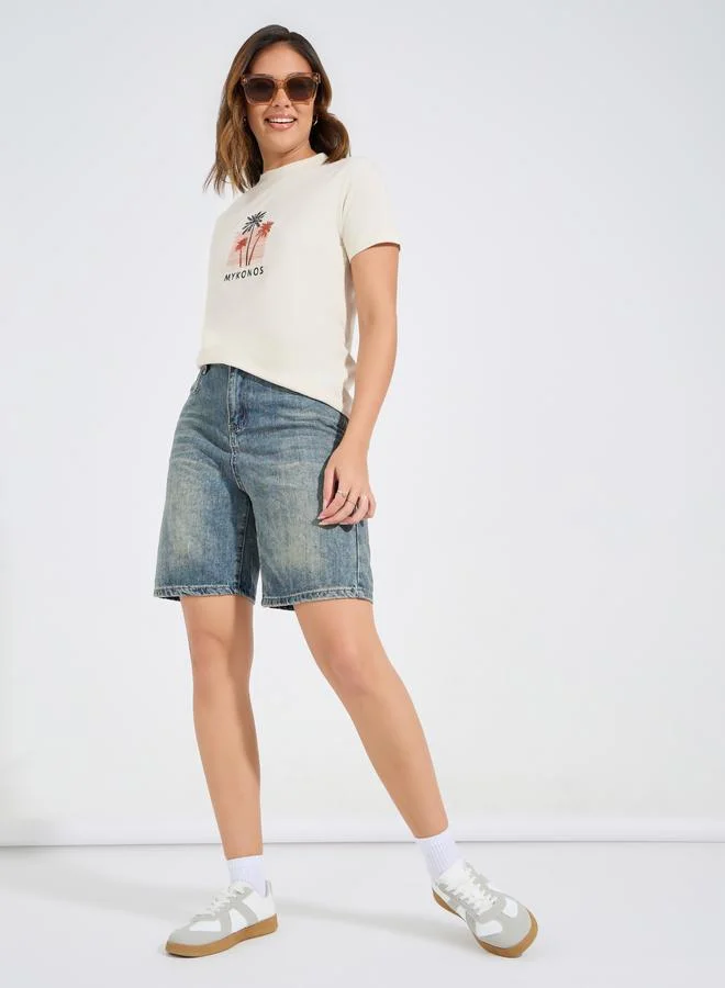 Styli Regular Fit Embroidery Detail T-Shirt