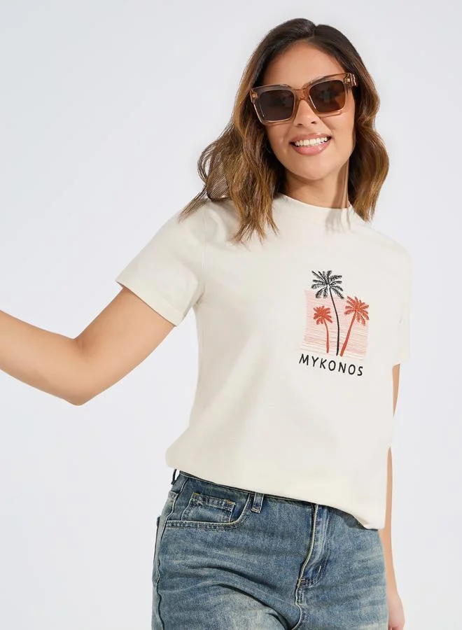 Styli Regular Fit Embroidery Detail T-Shirt