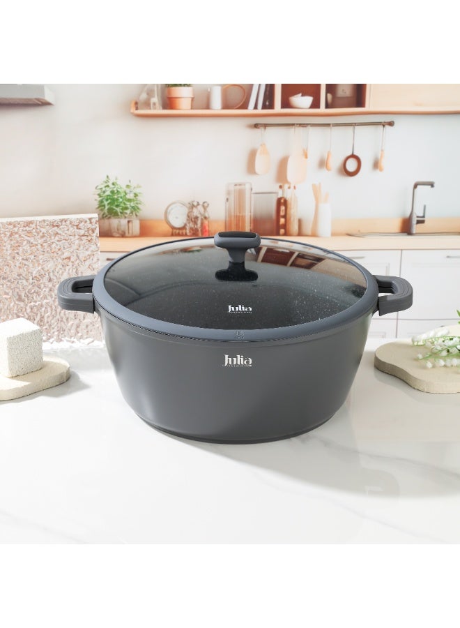 جوليا قِدر جوليا  إيليت إيدج 36 سم مع غِطاء - رمادي - جرانيت أسود غير لاصق - يدعم الحث الحراري - Image 2