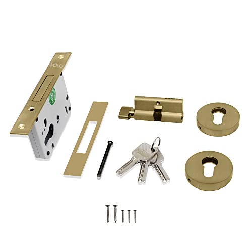 Volo Door Dead Lock with Brass 60mm Cylinder and computerised Keys for Exterior/Interior Door. (Antique Brass) - Image 2