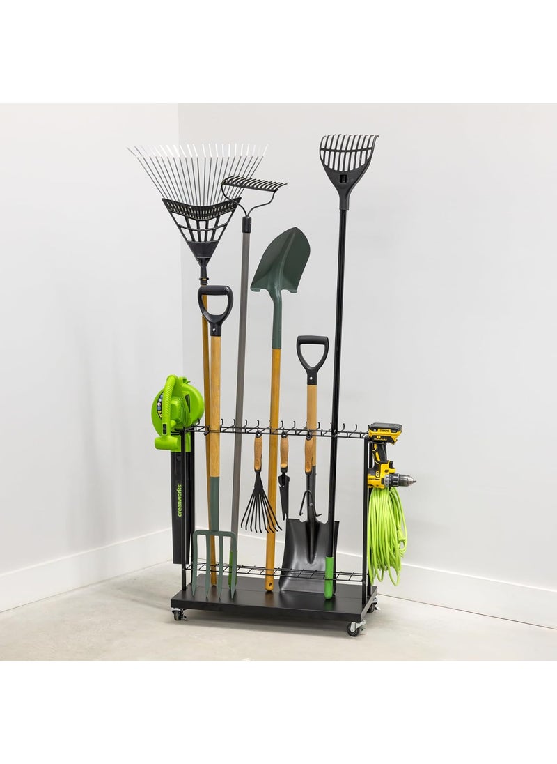 StoreYourBoard Shovel Shuttle Mobile Tool Storage Garden Cart on Wheels Freestanding Garden Organizer Holds Rakes Power Tools Rolling Yard Tool Organizer  - Image 1