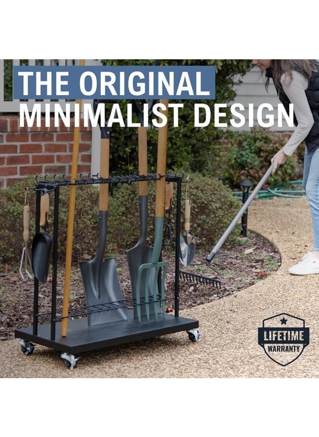 StoreYourBoard Shovel Shuttle Mobile Tool Storage Garden Cart on Wheels Freestanding Garden Organizer Holds Rakes Power Tools Rolling Yard Tool Organizer  - Image 2