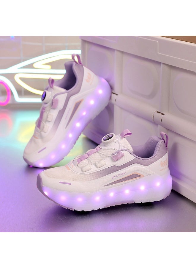 سكاي فيو أحذية تزلج بعجلات للأولاد والبنات، أحذية رياضية أنيقة بإضاءة LED للأطفال مع عجلات قابلة لإعادة الشحن والفصل، هدية للحفلات وأعياد الميلاد وعيد الميلاد - Image 1