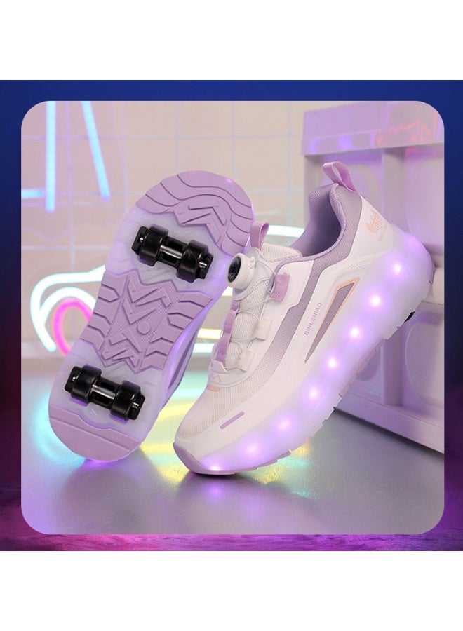 سكاي فيو أحذية تزلج بعجلات للأولاد والبنات، أحذية رياضية أنيقة بإضاءة LED للأطفال مع عجلات قابلة لإعادة الشحن والفصل، هدية للحفلات وأعياد الميلاد وعيد الميلاد - Image 3
