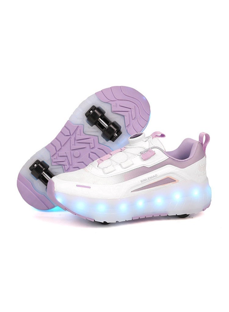 سكاي فيو أحذية تزلج بعجلات للأولاد والبنات، أحذية رياضية أنيقة بإضاءة LED للأطفال مع عجلات قابلة لإعادة الشحن والفصل، هدية للحفلات وأعياد الميلاد وعيد الميلاد - Image 4