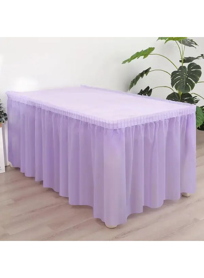 Blue Rectangular Ruffle Tablecloth and Skirt Set for Party Wedding Decor - Image 3