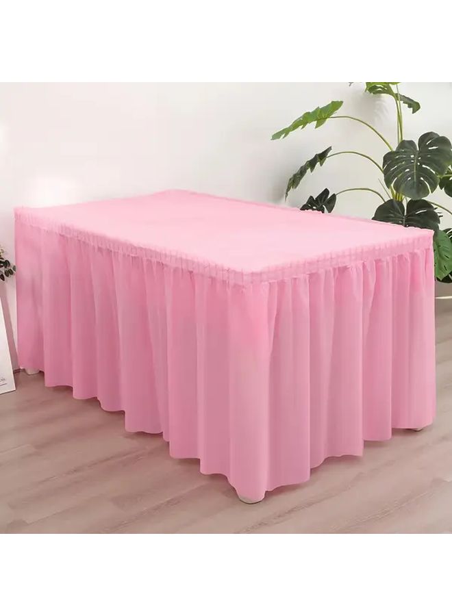 Blue Rectangular Ruffle Tablecloth and Skirt Set for Party Wedding Decor - Image 1