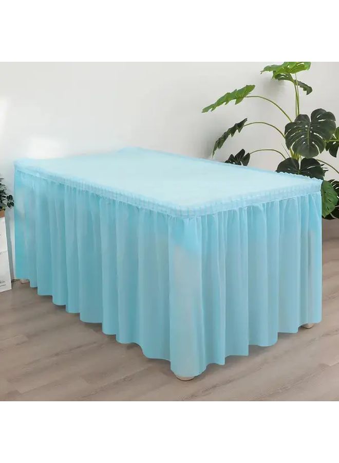 Blue Rectangular Ruffle Tablecloth and Skirt Set for Party Wedding Decor - Image 2