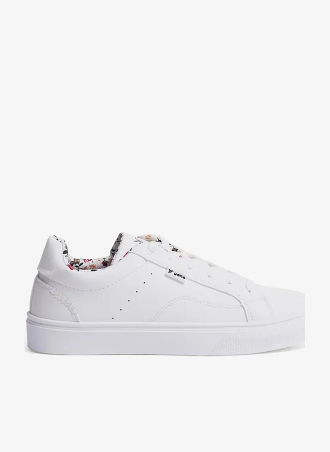 YOHO White Solid Lace Up Sneakers