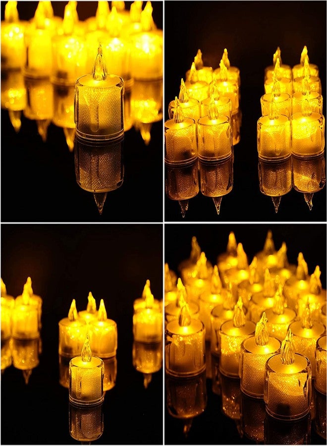 ترو ديكور شموع كريستالية LED بتصميم ذائب بدون لهب أو دخان من ترو ديكور، 48 قطعة، لتزيين المنزل || شموع LED صغيرة لعيد الميلاد وديوالي، عبوة من 48 قطعة (أصفر) - Image 4