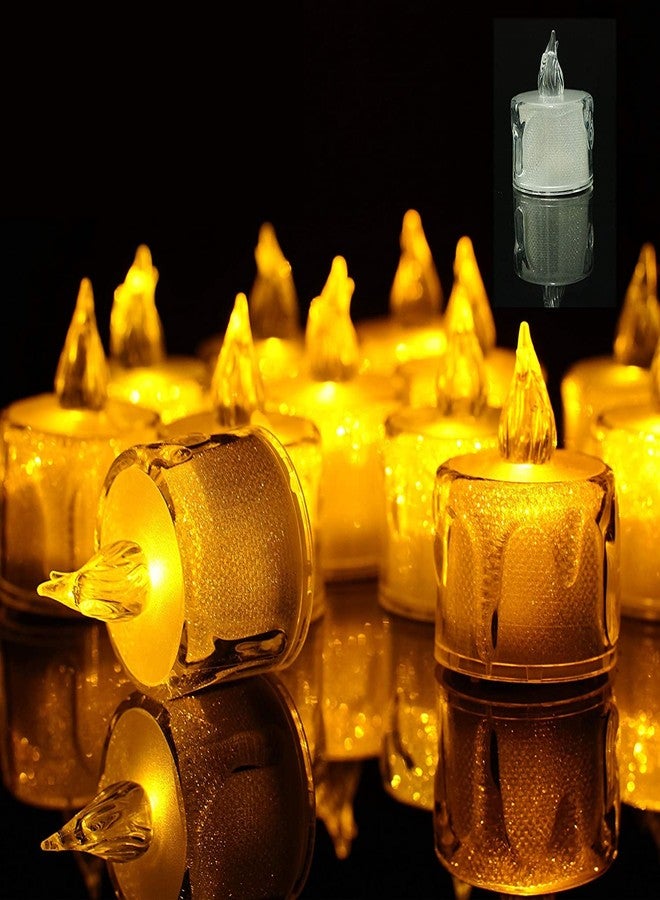 ترو ديكور شموع كريستالية LED بتصميم ذائب بدون لهب أو دخان من ترو ديكور، 48 قطعة، لتزيين المنزل || شموع LED صغيرة لعيد الميلاد وديوالي، عبوة من 48 قطعة (أصفر) - Image 3
