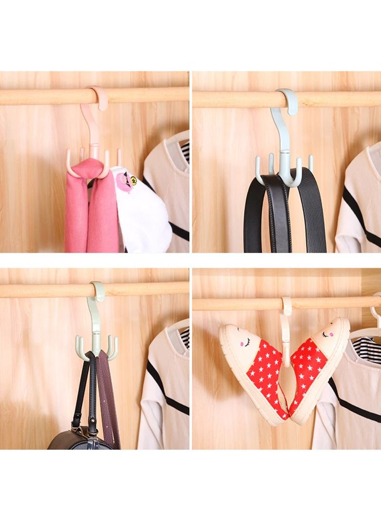 Bag Towel Coat Clothes Hat 4-Hook Hanger (Green)  - Image 4