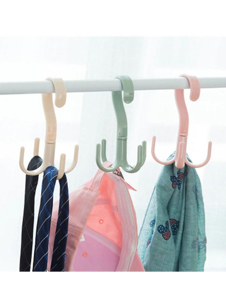 Bag Towel Coat Clothes Hat 4-Hook Hanger (Green)  - Image 5