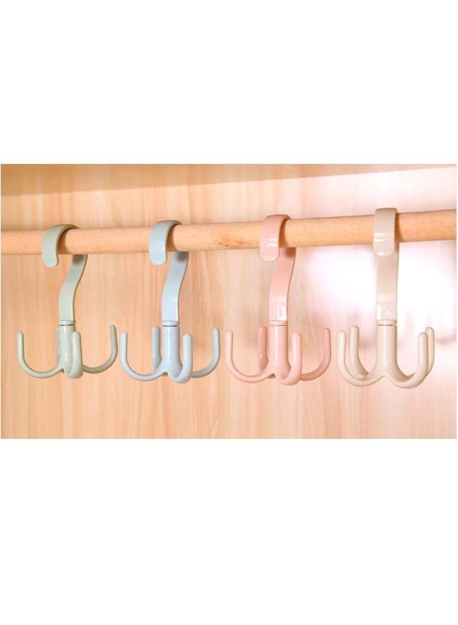 Bag Towel Coat Clothes Hat 4-Hook Hanger (Green)  - Image 2