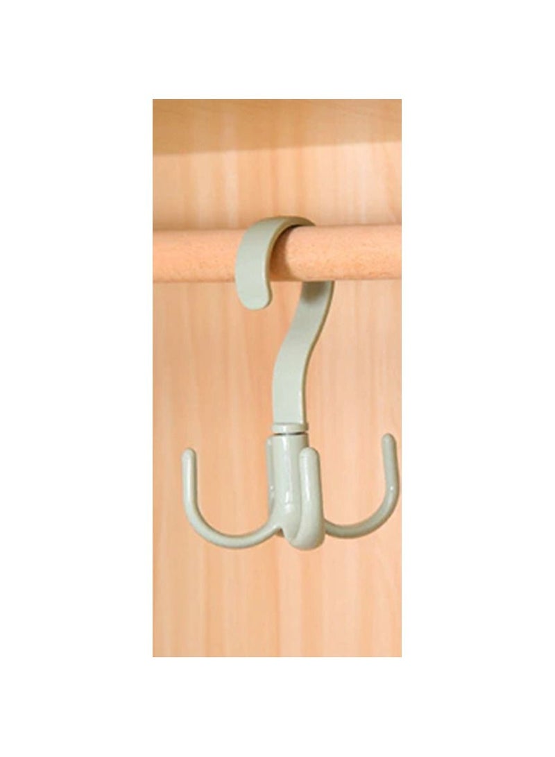 Bag Towel Coat Clothes Hat 4-Hook Hanger (Green)  - Image 1