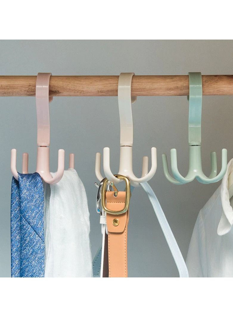 Bag Towel Coat Clothes Hat 4-Hook Hanger (Green)  - Image 3