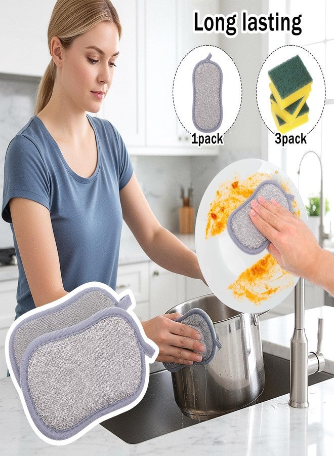 xozeooeu 28 Pack Multi Purpose Kitchen Scrub Sponges, Non Scratch Reusable Dual Sided Microfiber Dish Sponge for Cleaning Pots Pans Dishes - Image 4