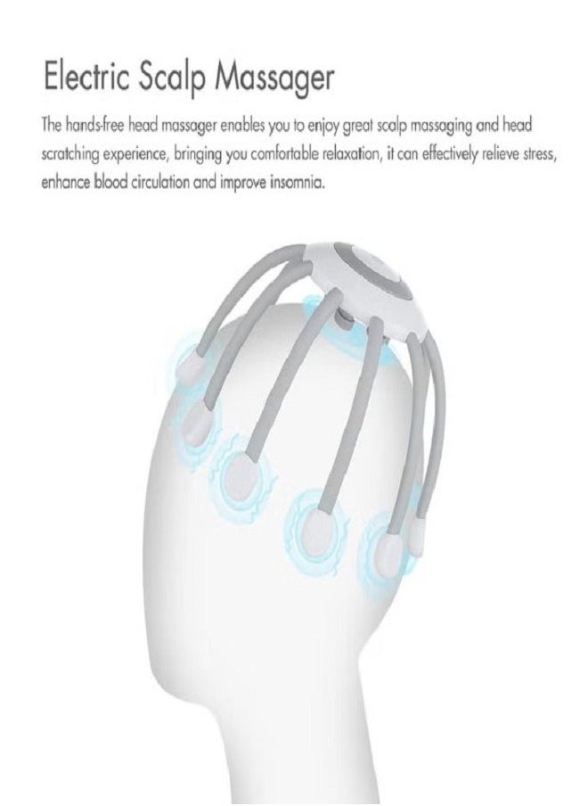 Generic Electric Head Massager Octopus Head Scratcher Rechargeable 360 Degree Head Scalp Massager for Hair Growth Stress Relief Better Sleep Versatile Massager  - Image 2
