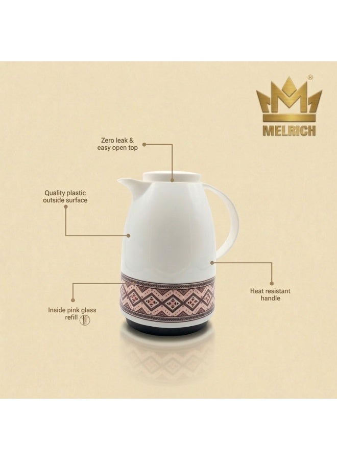 ميلريتش ترمس ميلريتش بريميوم 1.0 لتر - دلة عازلة للحرارة مع زجاج داخلي وردي - هيكل بلاستيكي أنيق للشاي والقهوة والمياه الساخنة - مقبض مقاوم للحرارة وقاعدة مانعة للانزلاق - Image 3