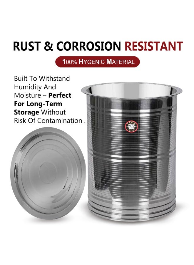 LION Stainless Steel Storage Drum | Food Grade Airtight Container for Grains, Sugar, Flour, Tea, Coffee, and More | BPA Free, Rust & Corrosion Resistant, 18 Liter, 31x36 cm - Image 5